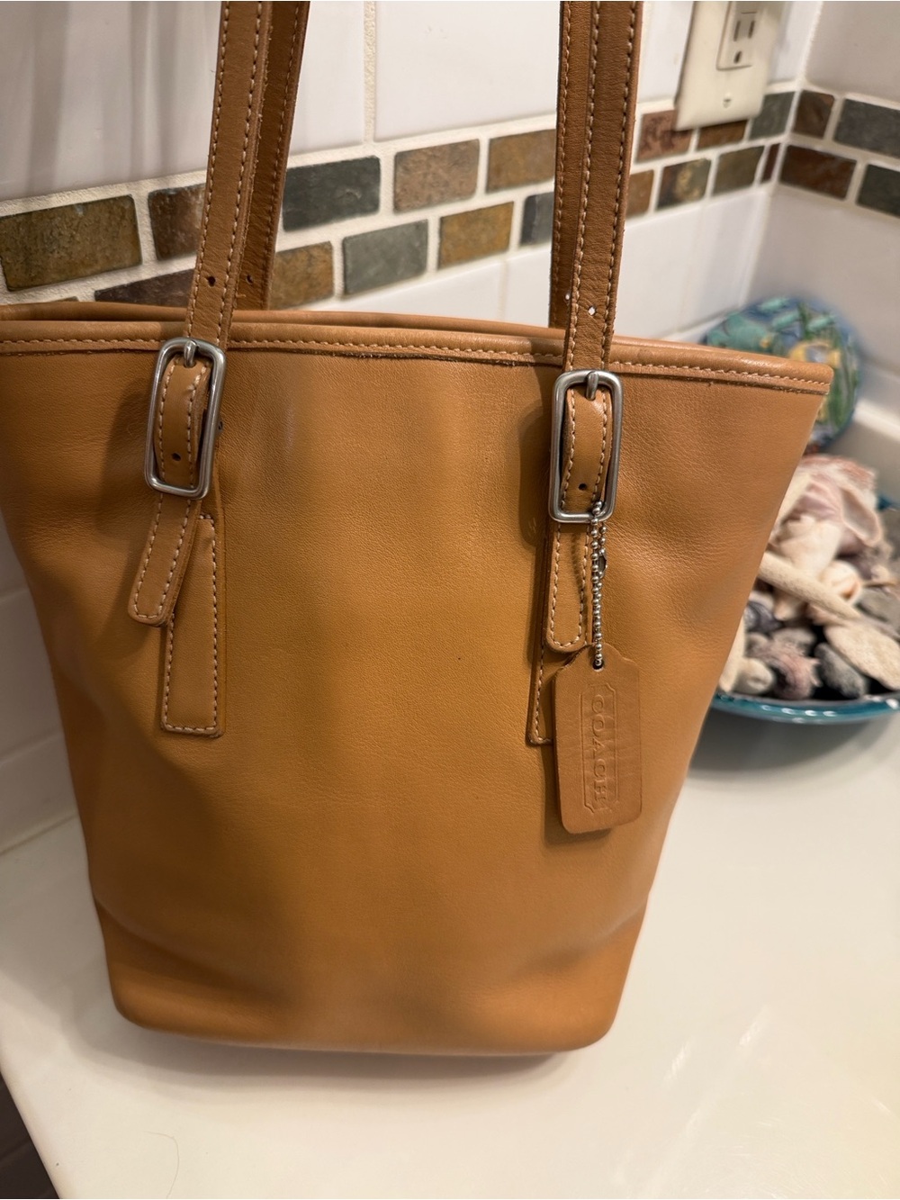Coach Tan Leather Shoulder Tote Bag
